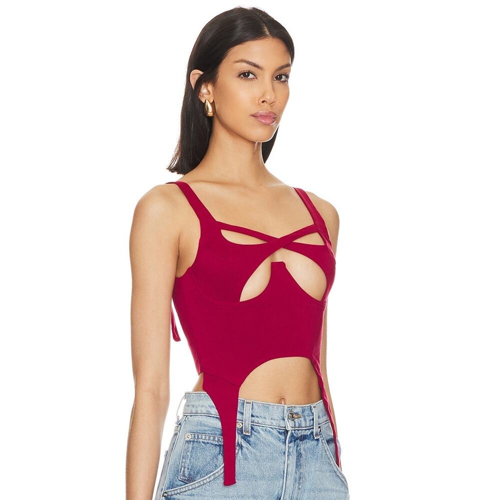 Superdown Sloan‎ Top Bust Cut Out Burgundy Underwire Sleeveless Tank Sz XS